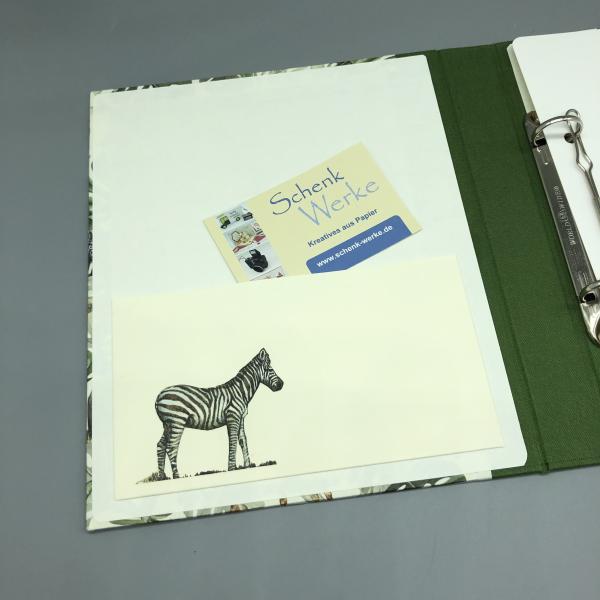 Ordner Ringbuch A5 grün Zebra Steckfach